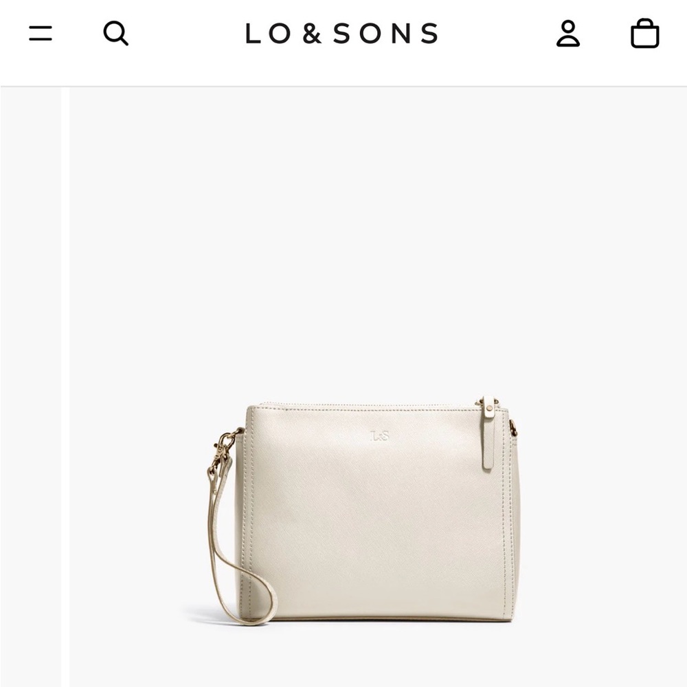 Lo & Sons Pearl Saffiano Leather Crossbody Bag in Ivory - Picture 16 of 16
